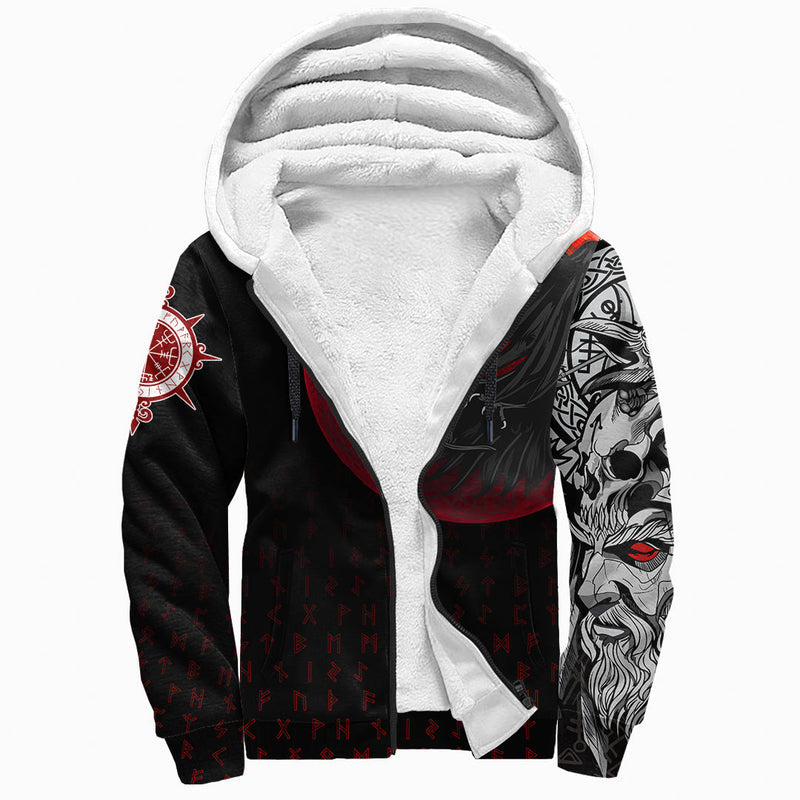 (Custom) Viking - Viking Raven Blood Moon Sherpa Hoodie
