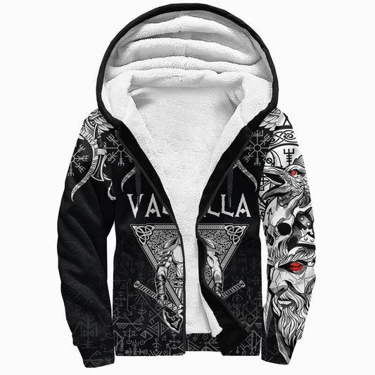 (Custom) Viking Warrior Valhalla And Double Dragon Sherpa Hoodie