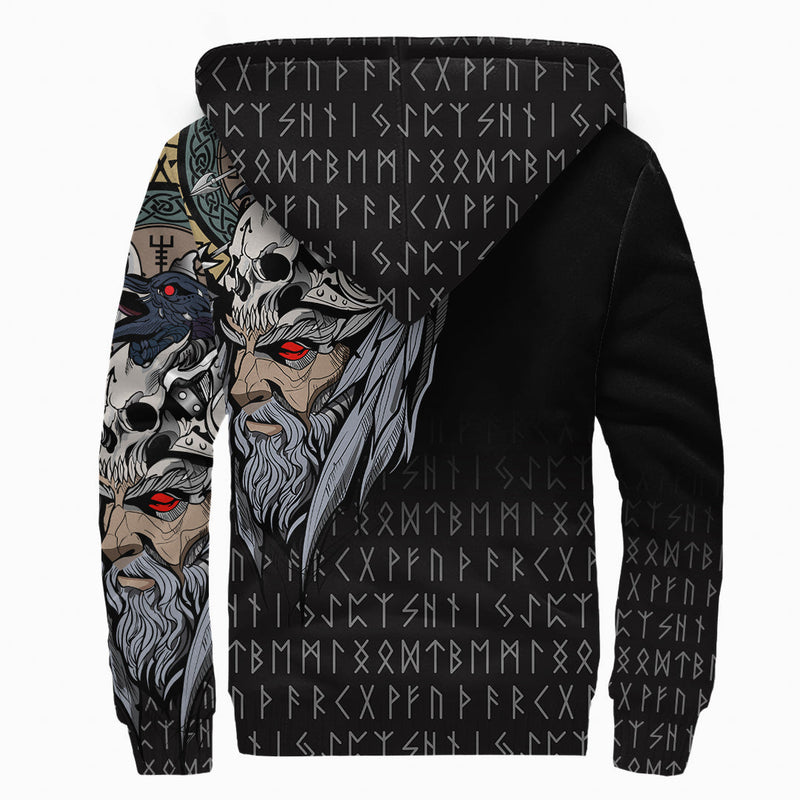 (Custom) Viking - Viking Odin Raven Sherpa Hoodie