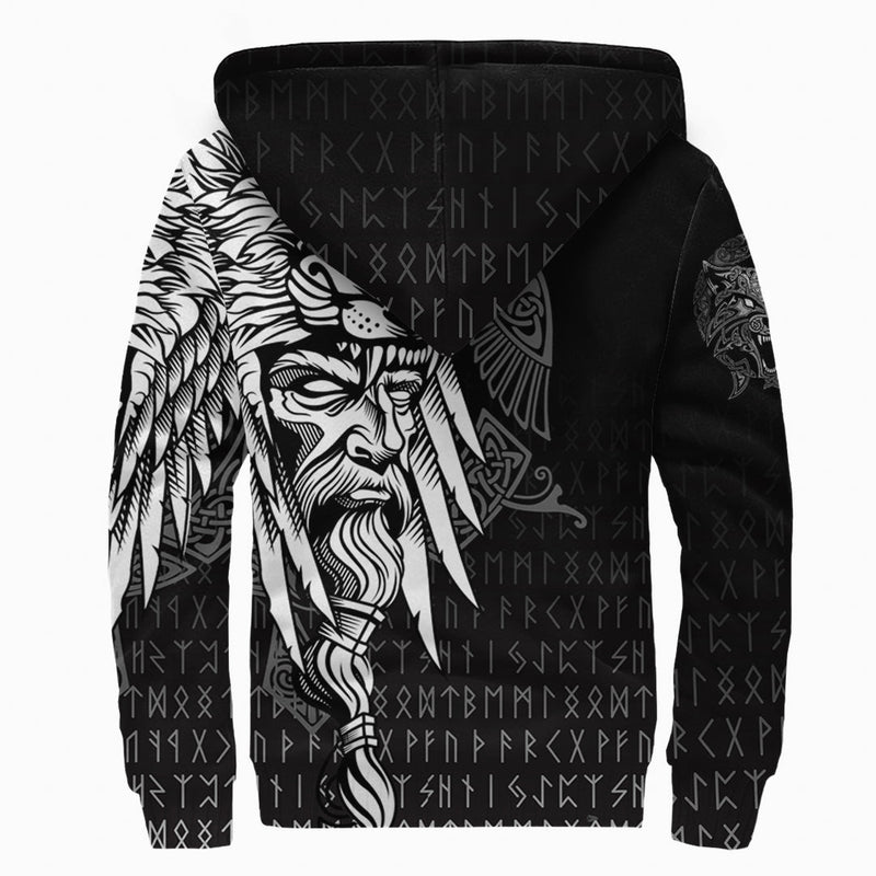(Custom) Viking Odin Raven And Fenrir On Hand Sherpa Hoodie