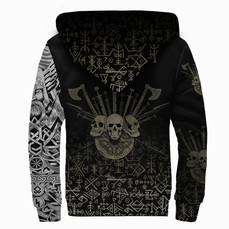(Custom) Viking - Three Skull Of Viking Sherpa Hoodie