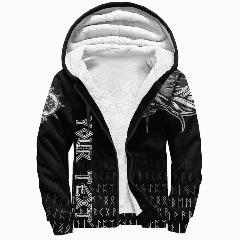 (Custom) Viking Fenrir Wolf Near Shoulder Sherpa Hoodie