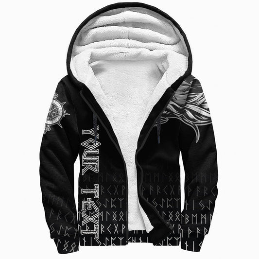 (Custom) Viking Fenrir Wolf Near Shoulder Sherpa Hoodie
