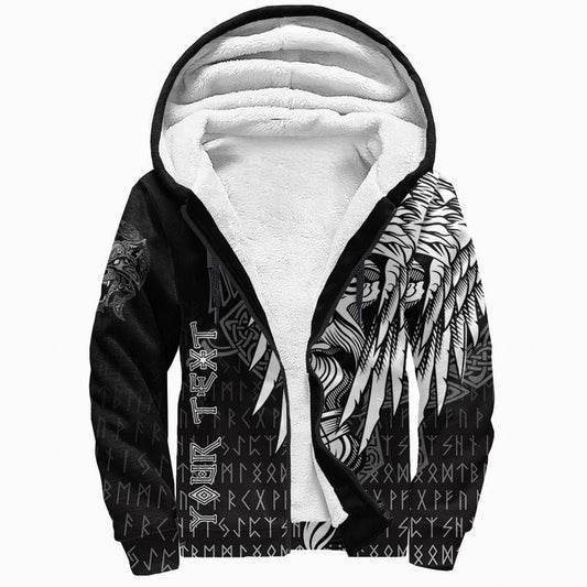 (Custom) Viking Odin Raven And Fenrir On Hand Sherpa Hoodie