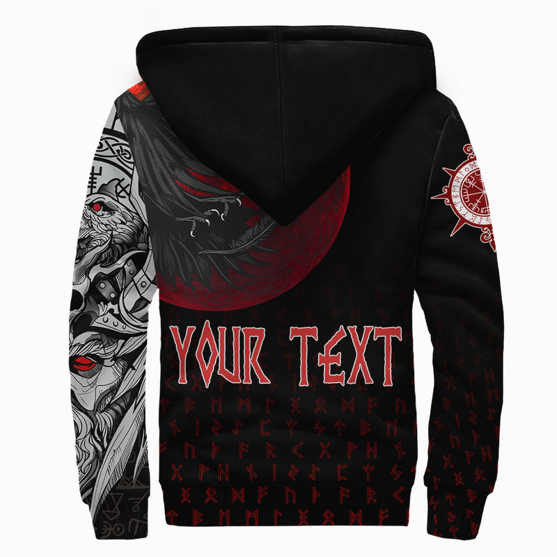 (Custom) Viking - Viking Raven Blood Moon Sherpa Hoodie