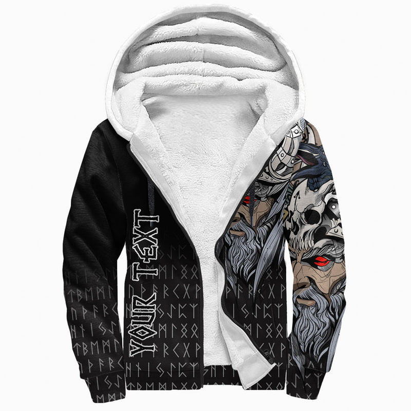 (Custom) Viking - Viking Odin Raven Sherpa Hoodie