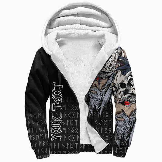 (Custom) Viking - Viking Odin Raven Sherpa Hoodie