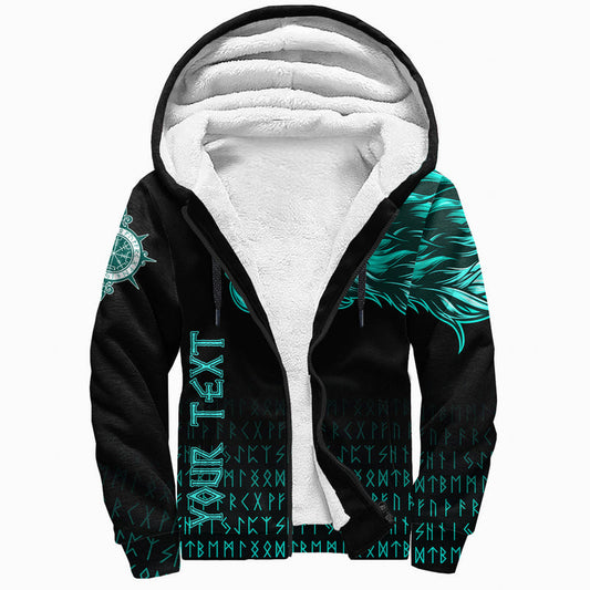 (Custom) Viking Fenrir Wolf Cyan Near Shoulder Sherpa Hoodie