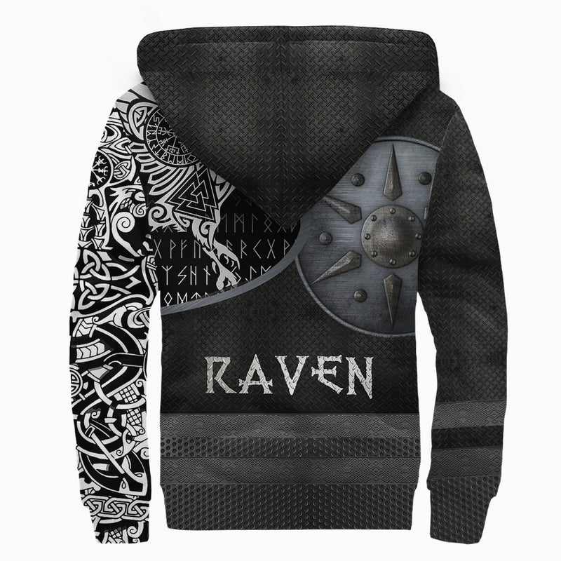 (Custom) Viking Armor - Raven Tattoo Sherpa Hoodie