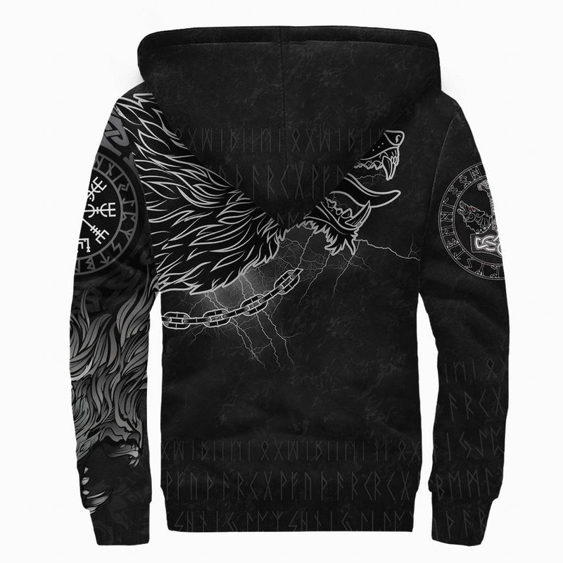 (Custom) Viking - Fenrir Norse Wolf Thunderstorm Sherpa Hoodie
