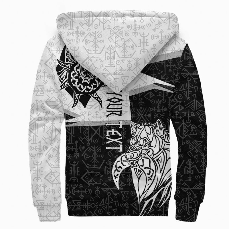(Custom) Viking - Skoll And Hati New Style Sherpa Hoodie