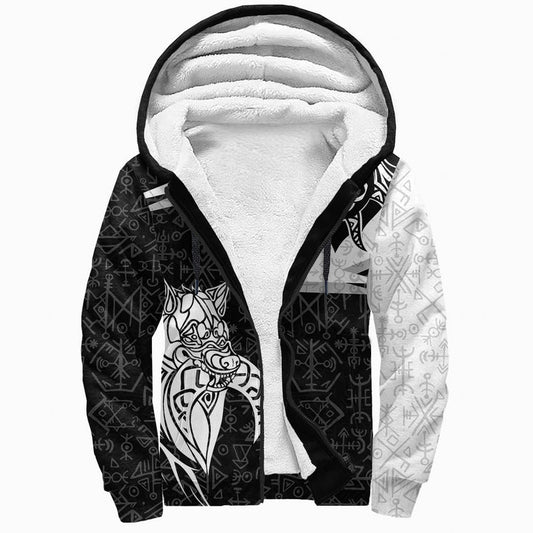 (Custom) Viking - Skoll And Hati New Style Sherpa Hoodie