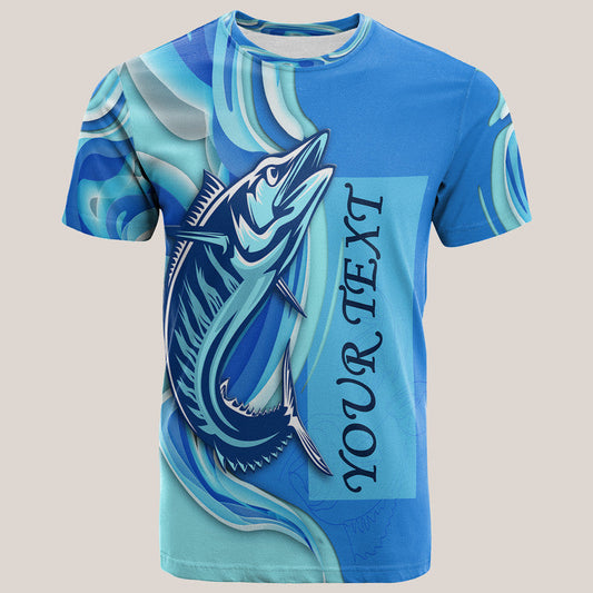 Custom Fathers Day Fishing Quotes Ocean Wave Style T Shirt