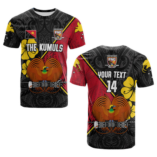Custom The Kumuls PNG Papua New Guinea Polynesian Dynamic Style Black T Shirt
