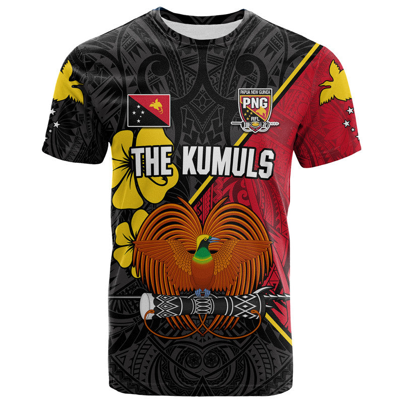 Custom The Kumuls PNG Papua New Guinea Polynesian Dynamic Style Black T Shirt