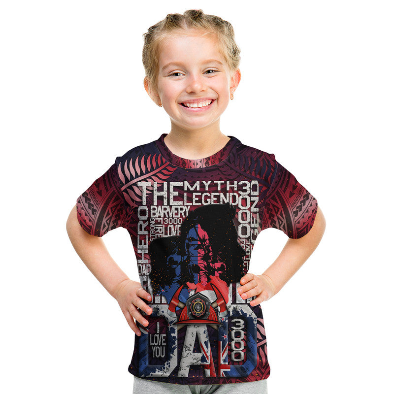 Custom Fathers Day New Zealand Firefighter Dad Maori Pattern Style T Shirt