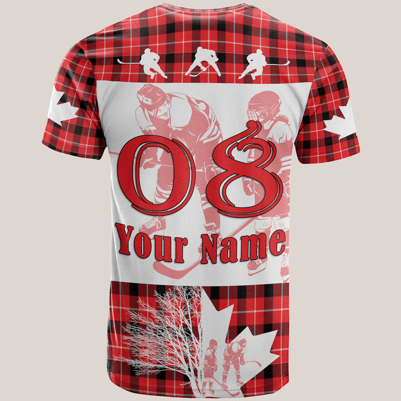 Custom Fathers Day Canada Hockey Maple Leaf Tartan T Shirt
