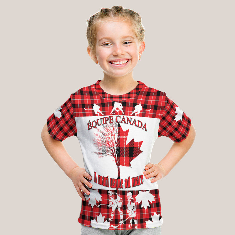 Custom Fathers Day Canada Hockey Maple Leaf Tartan T Shirt