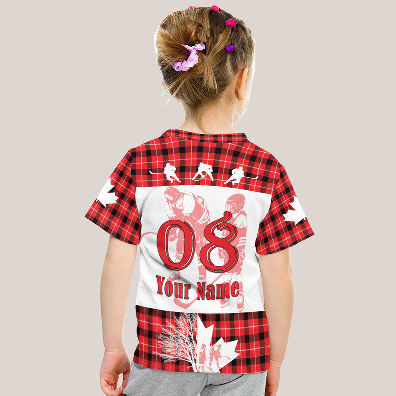 Custom Fathers Day Canada Hockey Maple Leaf Tartan T Shirt