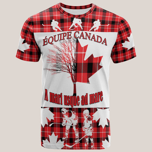 Custom Fathers Day Canada Hockey Maple Leaf Tartan T Shirt