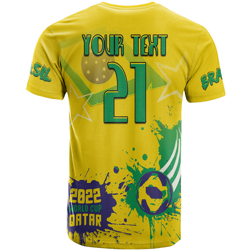 Custom Brasil Football 2022 World Cup Qatar T Shirt