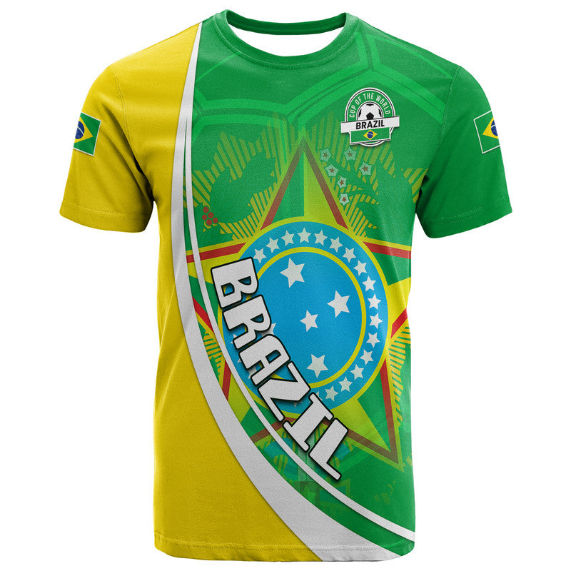 Custom Brazil Football Coat Of Arms Canarinha Champions World Cup 2022 T Shirt
