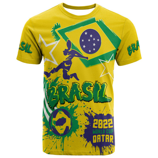 Custom Brasil Football 2022 World Cup Qatar T Shirt
