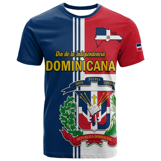 Dominican Republic Dia de la Independencia Coat Of Arms And Flag Map T Shirt