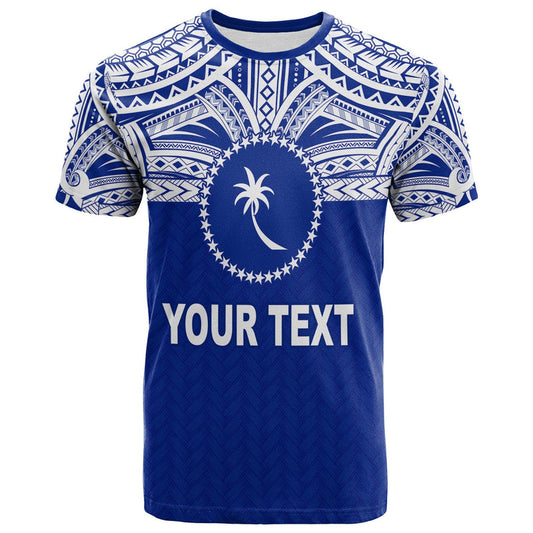 Custom Chuuk Flag Micronesia Style Blue T Shirt