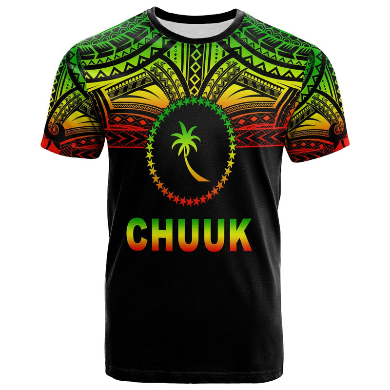 Custom Chuuk Flag Micronesia Style Reggae T Shirt