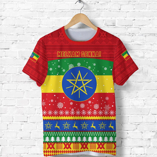 Ethiopia Merry Christmas Mix African Pattern T Shirt