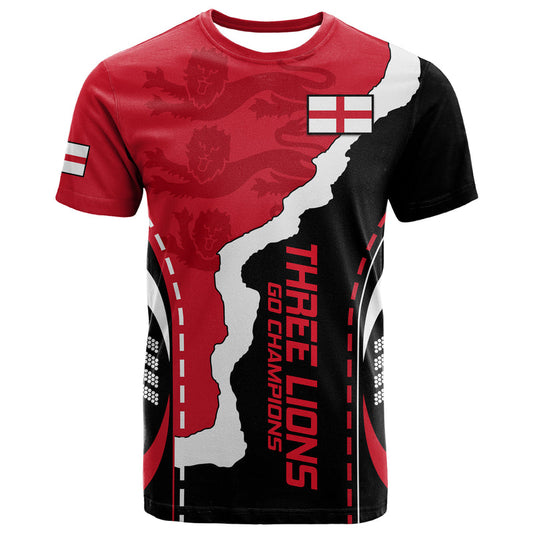 England The Three Lions Football Go Champions Red T Shirt