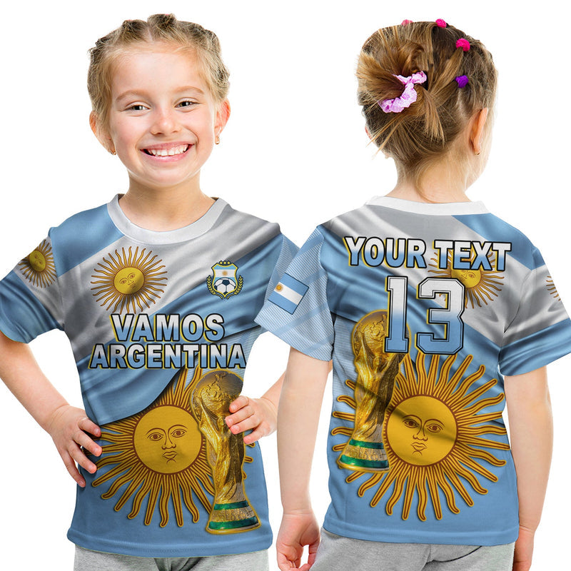 Custom Football Vamos La Albiceleste Champions World Cup Vibe Flag T Shirt