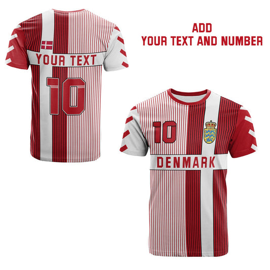 Custom Denmark Football Come On Denmark Custom Text And Number T Shirt