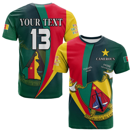 Custom Cameroon Map Cameroun Style Flag T Shirt