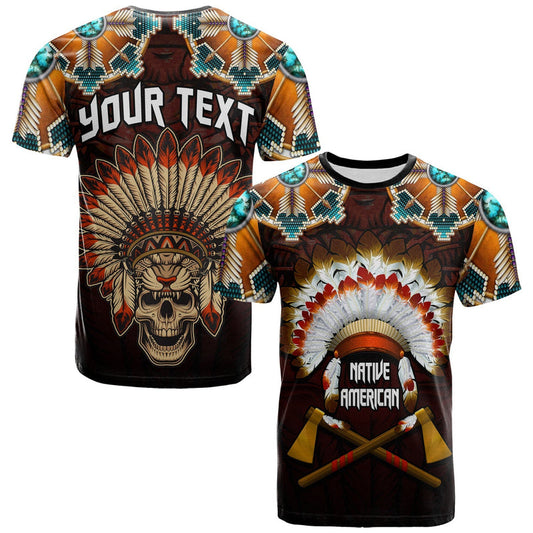 Custom The First Americans Indian Headdress With Skull T Shirt