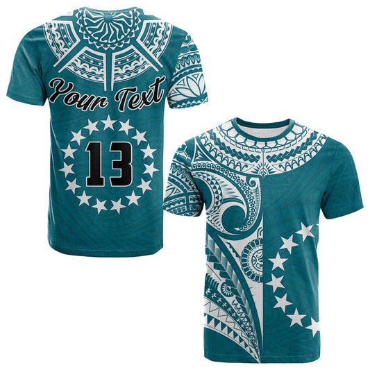 Custom Cook Islands Tatau Symbolize Passion Stars Version Blue T Shirt