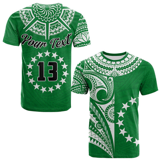 Custom Cook Islands Tatau Symbolize Passion Stars Version Green T Shirt