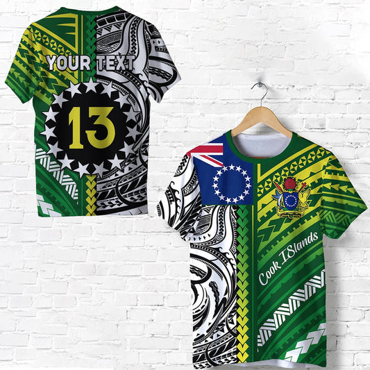Custom Cook Islands Unique Polynesia Pattern Custom Text and Number T Shirt
