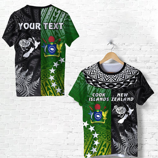 Custom Cook Islands Pattern and New Zealand Kiwi T Shirt