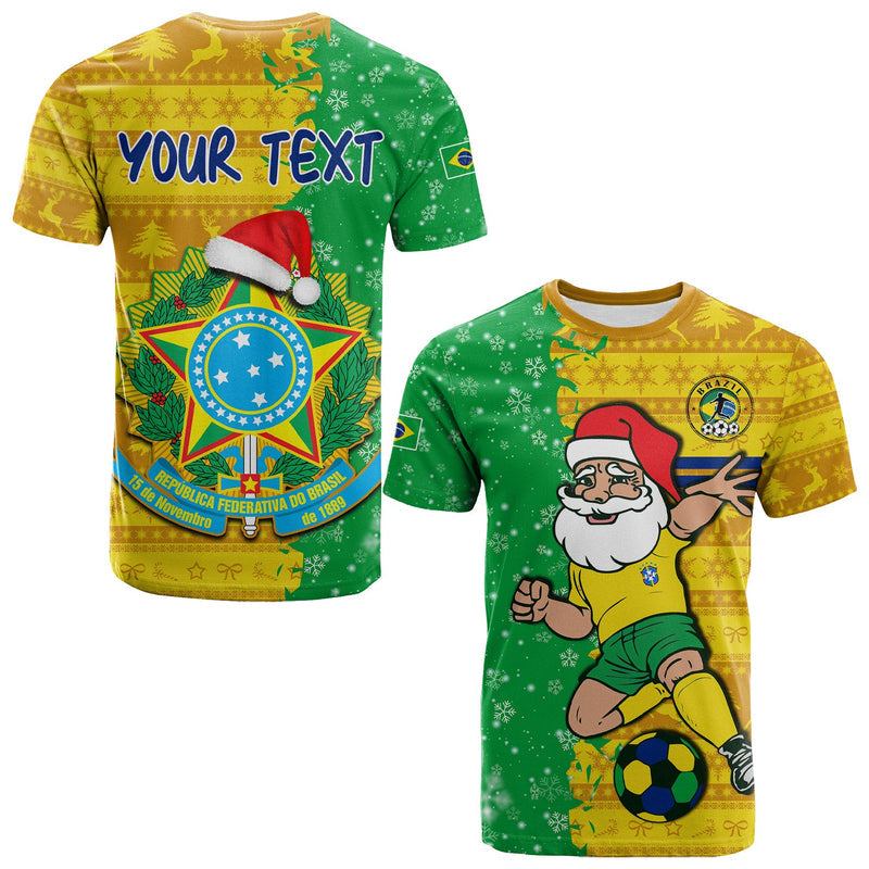 Custom Brazil Football Christmas Santa Claus Selecao Champions T Shirt