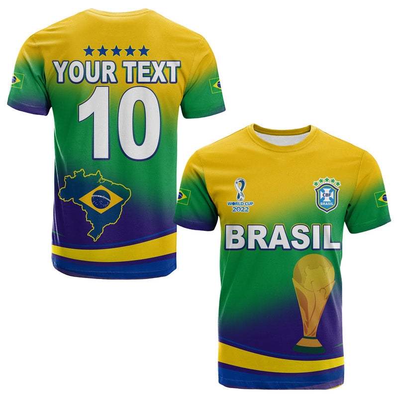 Custom Brazil Football Soccer 2022 World Cup Selecao Brasil Campeao Style Color Flag T Shirt