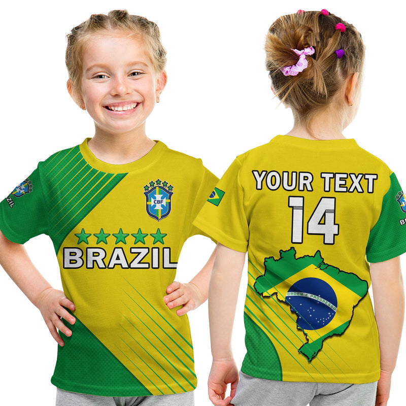 Custom Brazil Football Brasil Map Come On Canarinho Sporty Style T Shirt