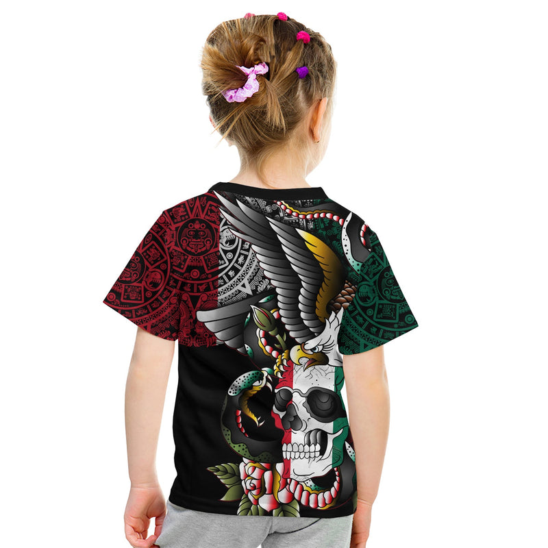 Custom Mexico Mexican Skull Eagle With Angry Snake T Shirt