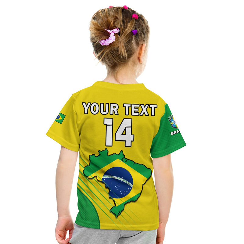 Custom Brazil Football Brasil Map Come On Canarinho Sporty Style T Shirt