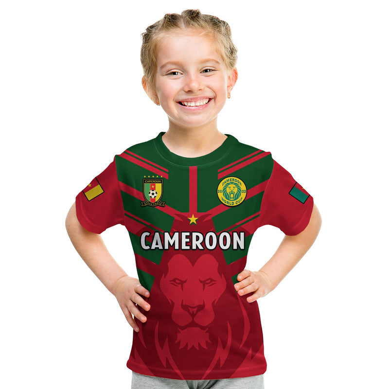 Custom Cameroon Football Les Lions Indomptables Red World Cup 2022 T Shirt