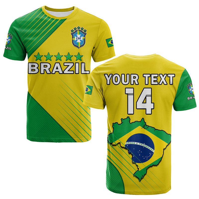 Custom Brazil Football Brasil Map Come On Canarinho Sporty Style T Shirt