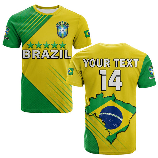Custom Brazil Football Brasil Map Come On Canarinho Sporty Style T Shirt