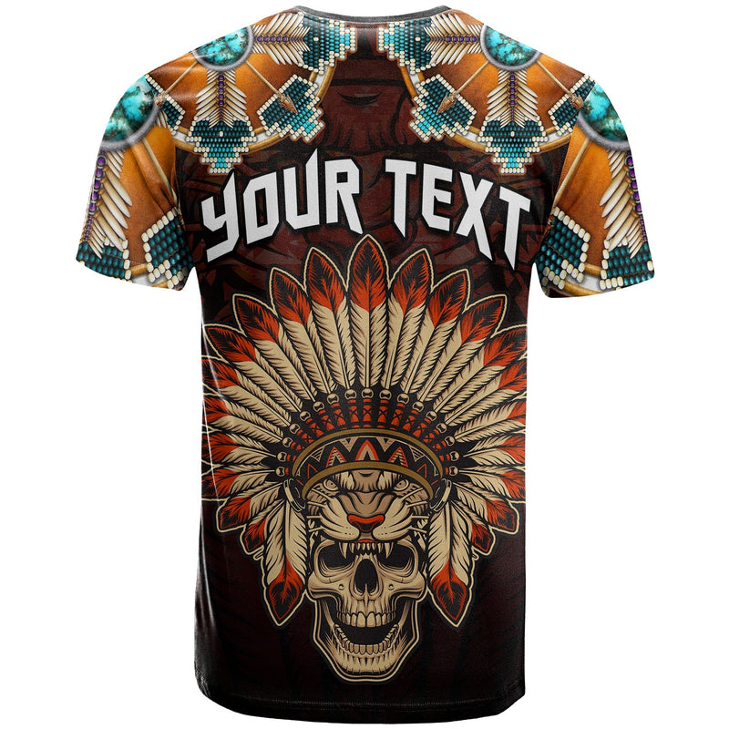 Custom The First Americans Indian Headdress With Skull T Shirt