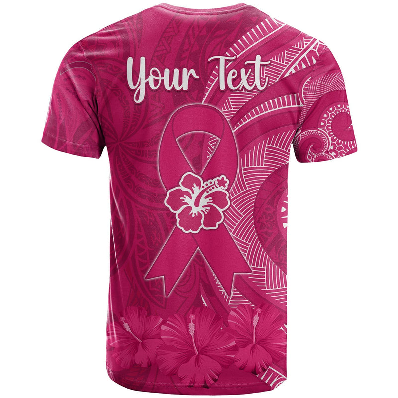 Custom Breast Cancer Awareness Hibiscus Polynesian No One Fights Alone T Shirt